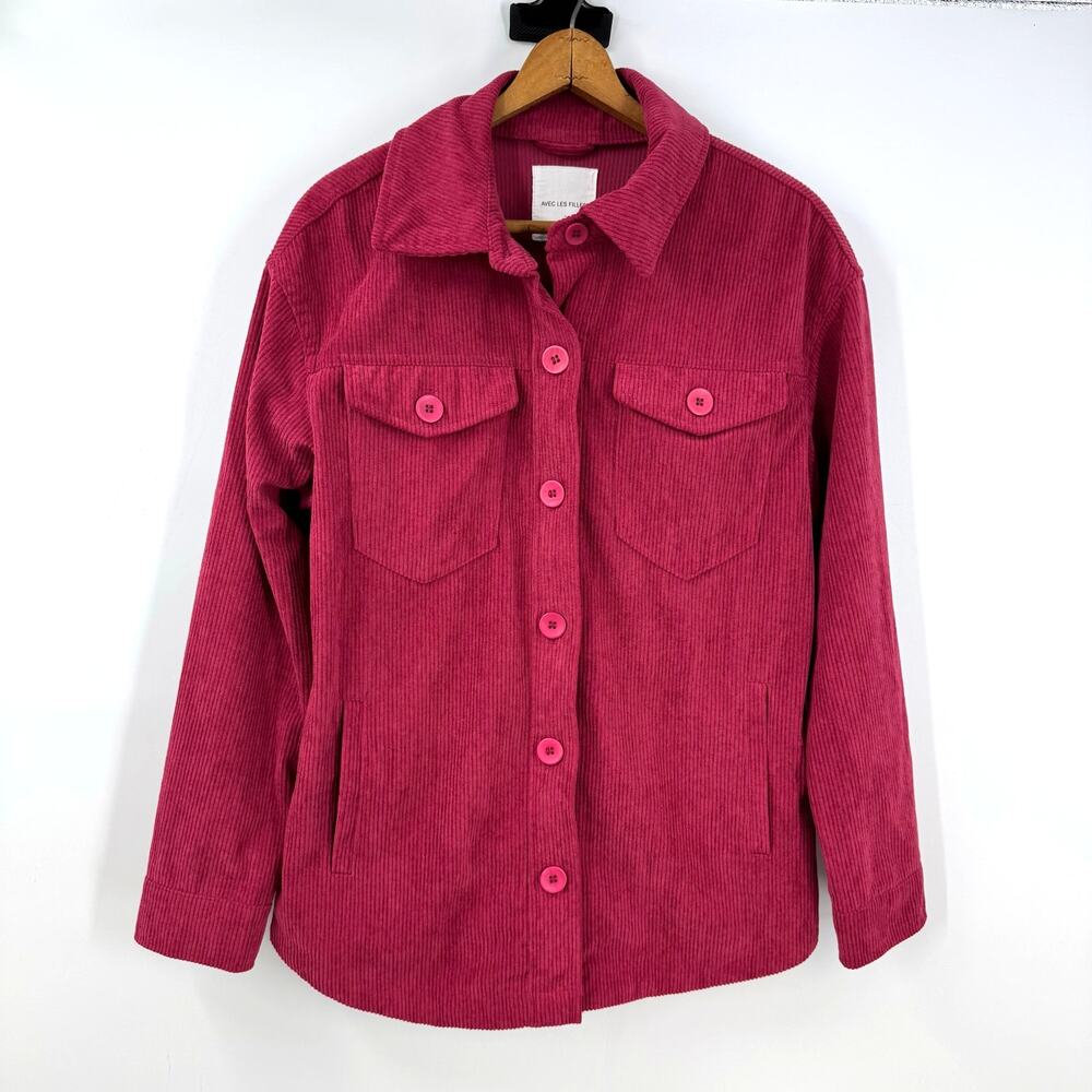 Avec Les Filles Oversized Corduroy Shirt Jacket Shacket S Pink Pockets Boho